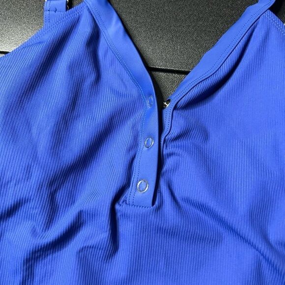 Xhilaration Blue Ribbed Snap Front One Piece Size XL - Picture 3 of 8